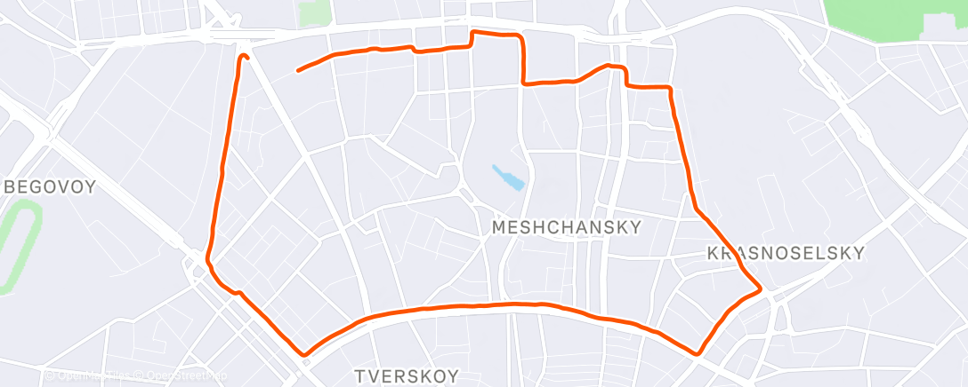 Map of the activity, Evening Run