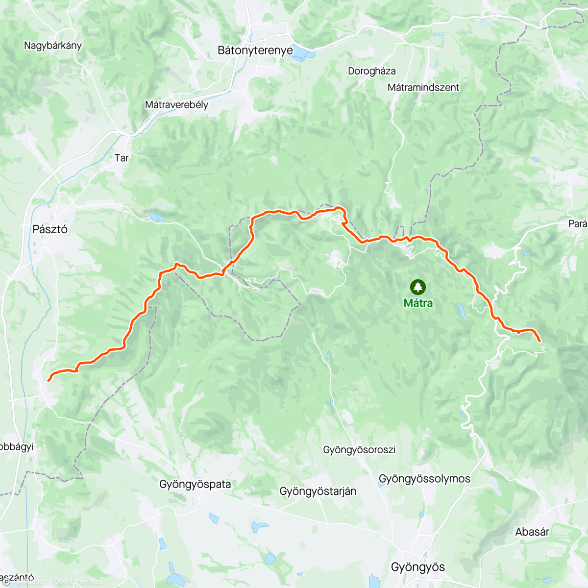 Map of the activity, Hanak Kolos trail run