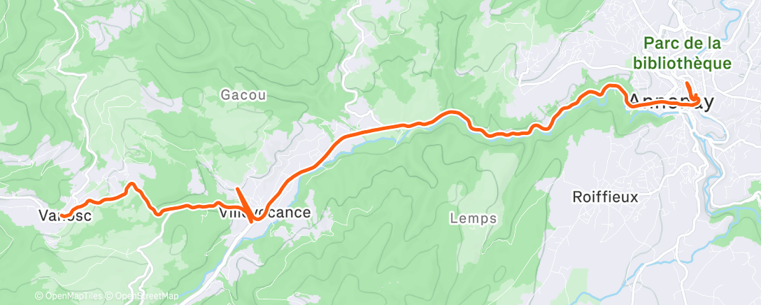 Map of the activity, Trajet de Vanosc à Annonay