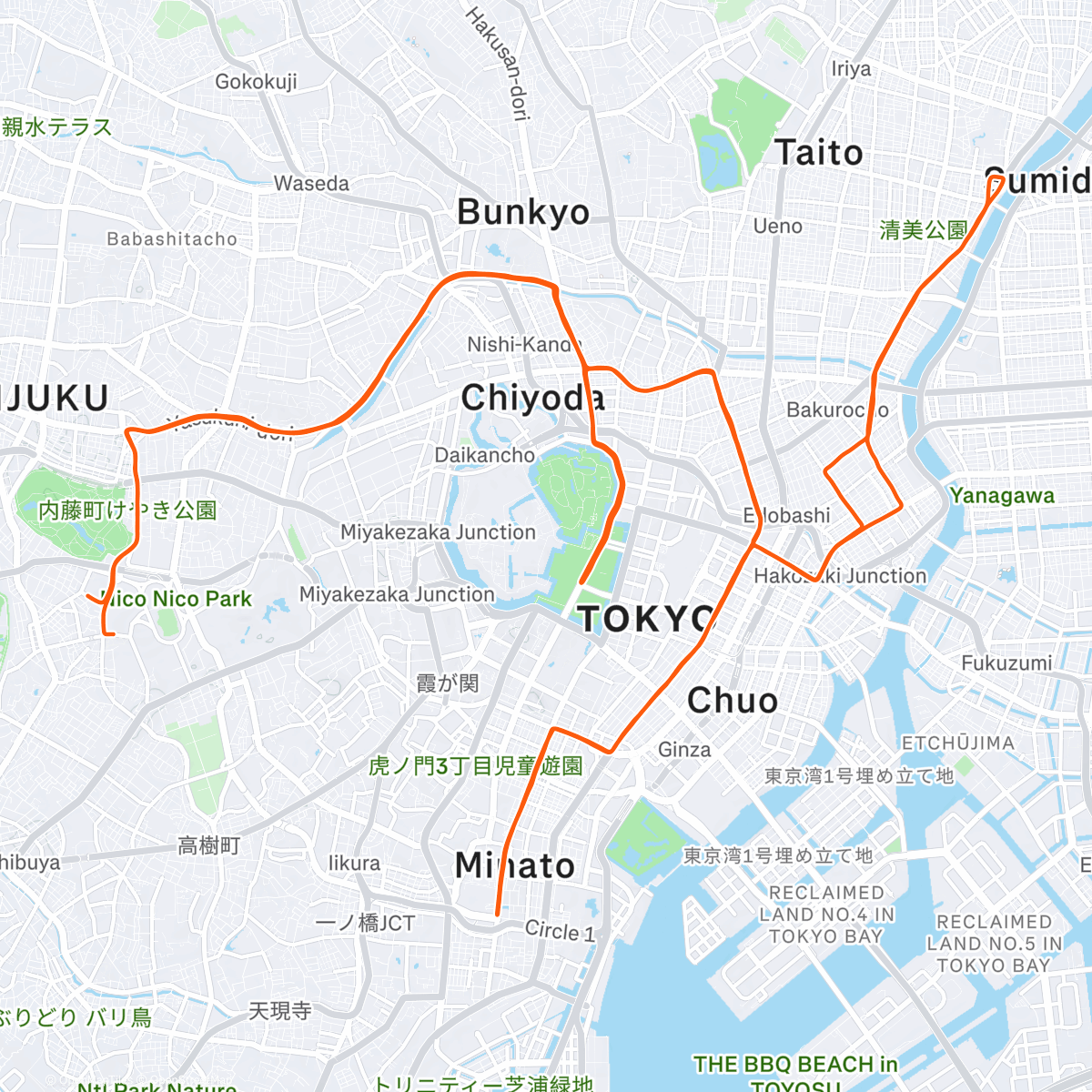 Map of the activity, ROUVY - Tokyo - 42 km | Japan