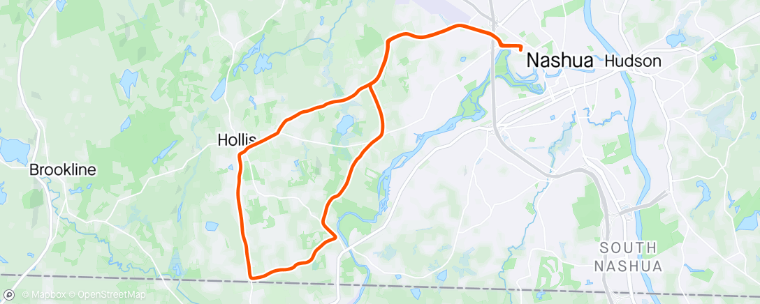 Map of the activity, First Shop road ride of season.
