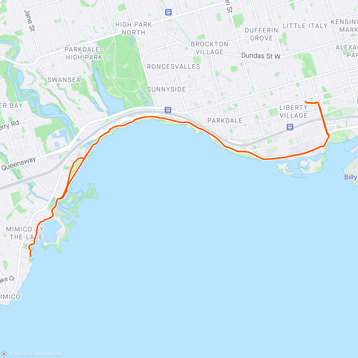 Map of the activity, Nice lakeshore ride