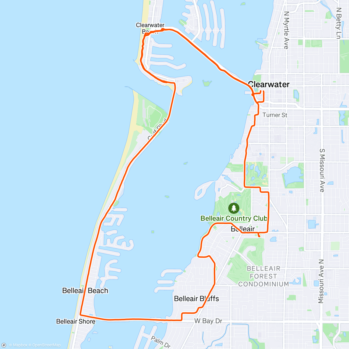 Carte de l'activité Clearwater Causeways loop Run - Back to Back long run weekend