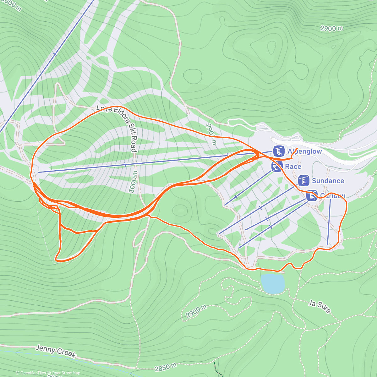Map of the activity, Eldora x6