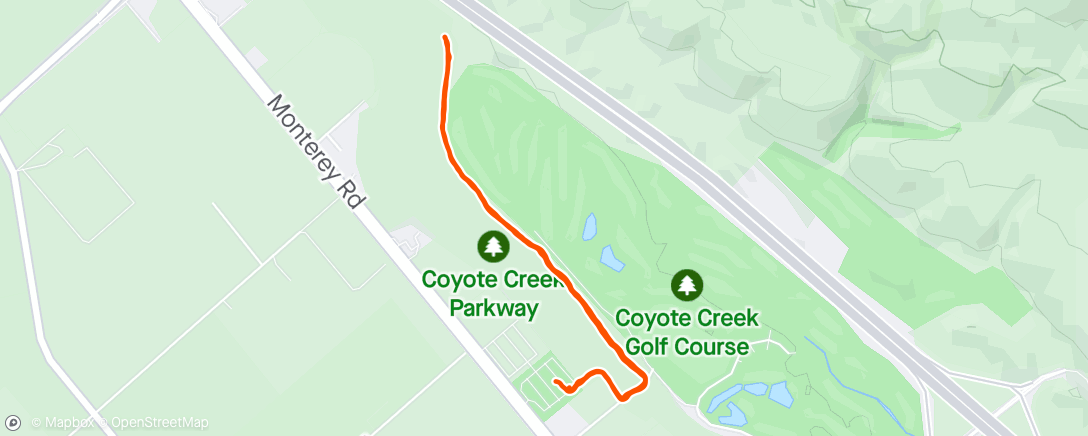 Mapa da atividade, Getting sweaty on the Coyote Creek Trail