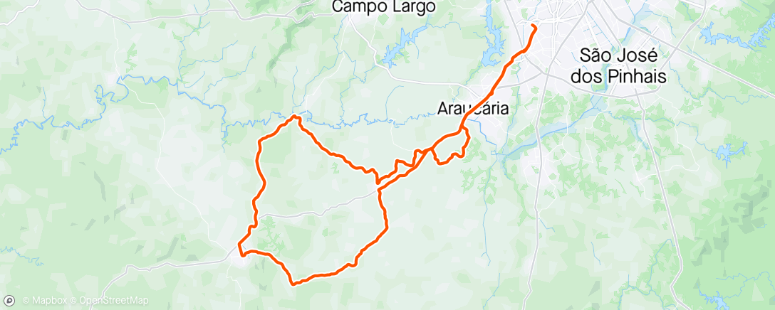 Map of the activity, Girinho de hoje Araucária/contenda/Lapa