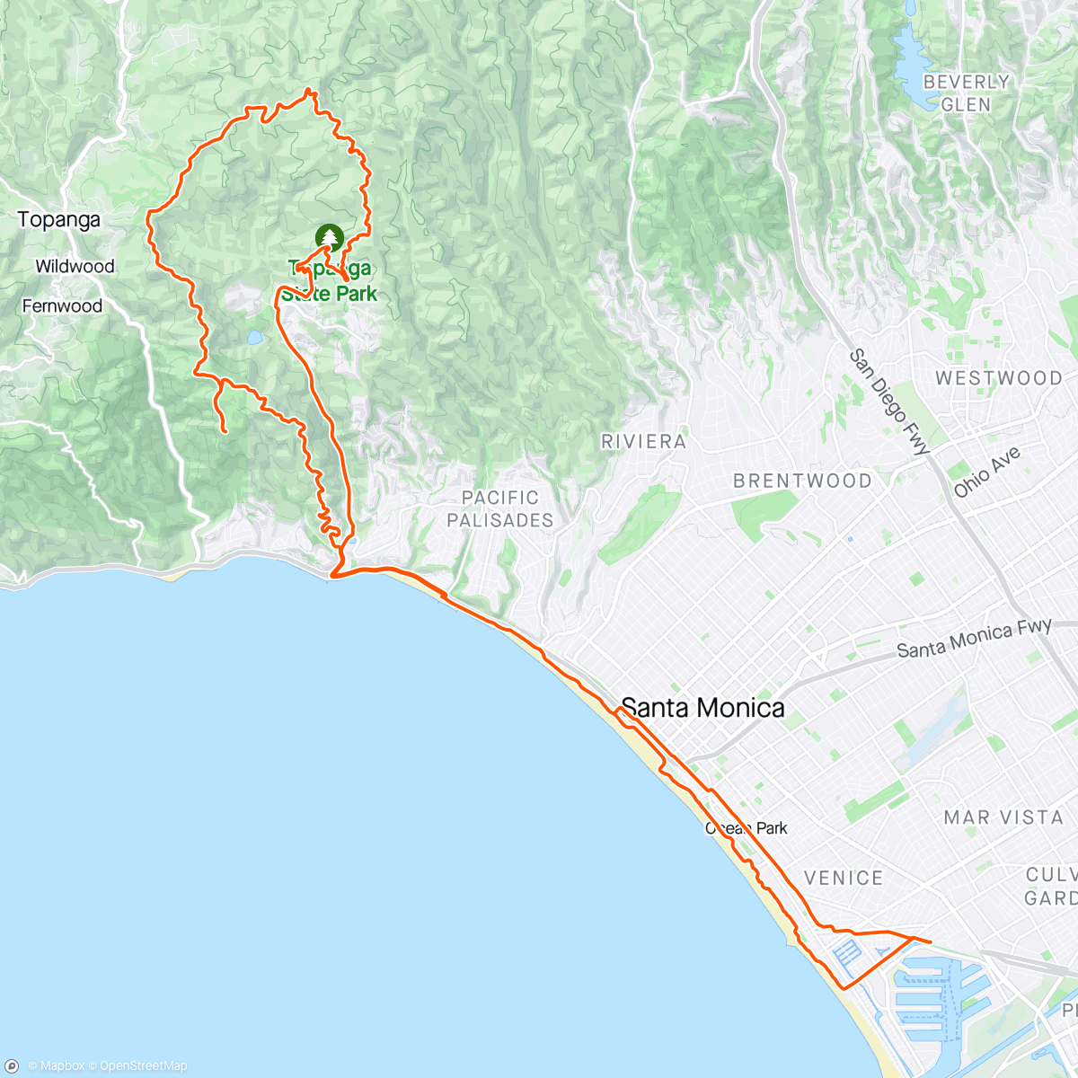 Map of the activity, Trailer Canyon - Paseo Miramar