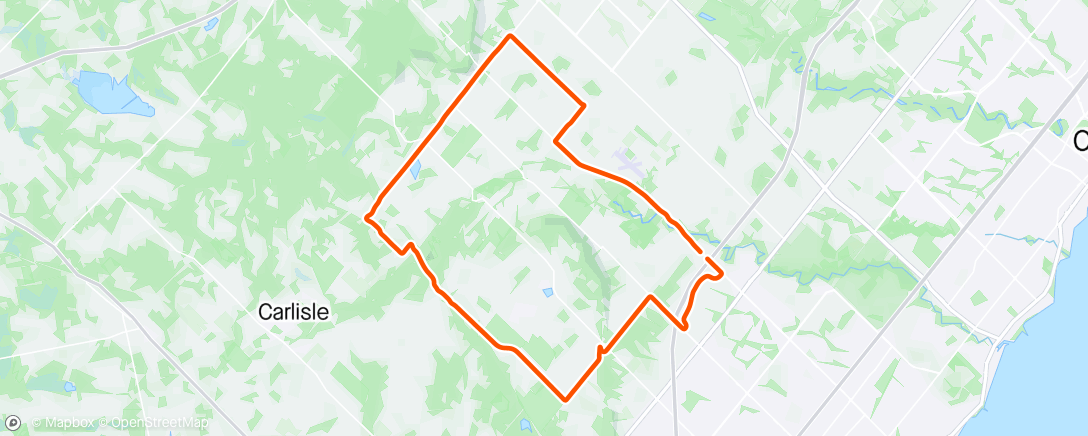 Map of the activity, OCC 33+ Tuesday Evening Ride