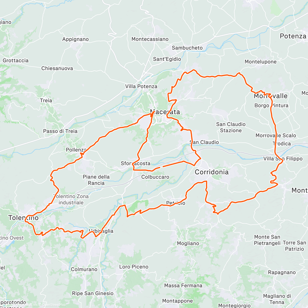 Map of the activity, Ciclismo