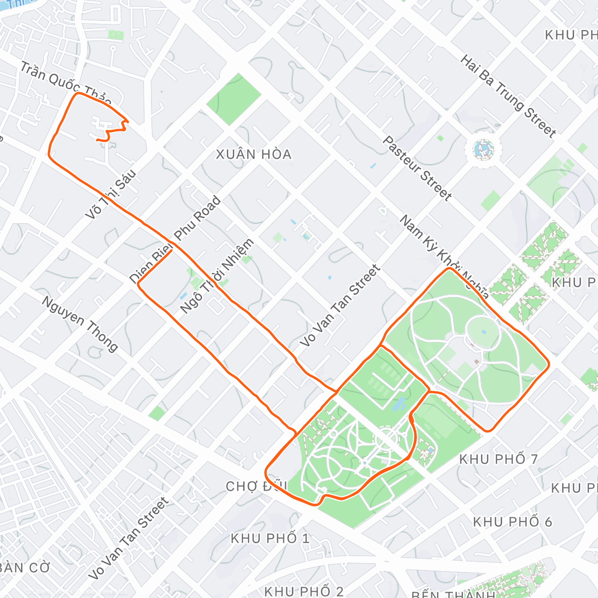 Map of the activity, HCMC run/walk w Joel