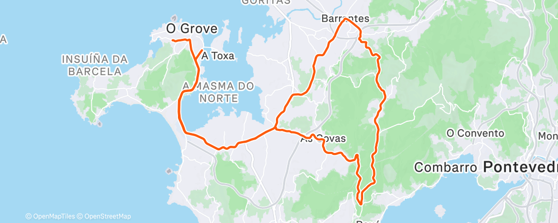 Map of the activity, Bicicleta de gravilla por la tarde