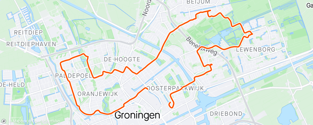 Karte der Aktivität „Postbodeloop Groningen Noordoost”