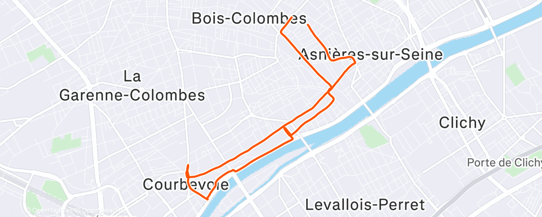 Map of the activity, séance S1/s1 - côtes courtes 1h15