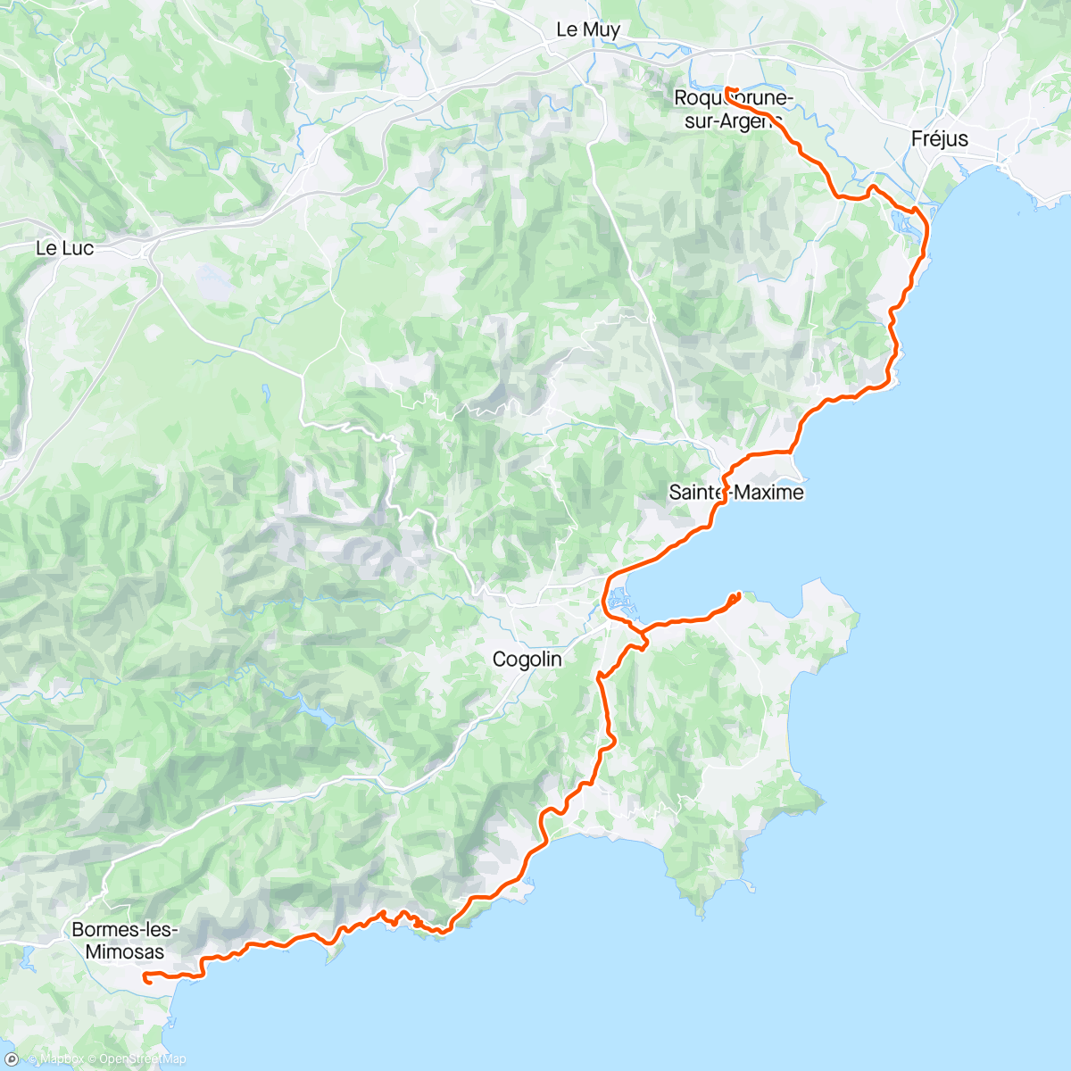 Map of the activity, Tour de Provence, etappe 5, Roquebrune sur Argens - Le Lavandou