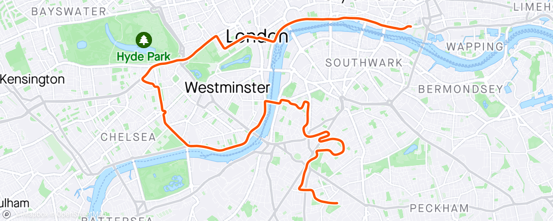 Mapa da atividade, Zwift - Grin And Bear It in London