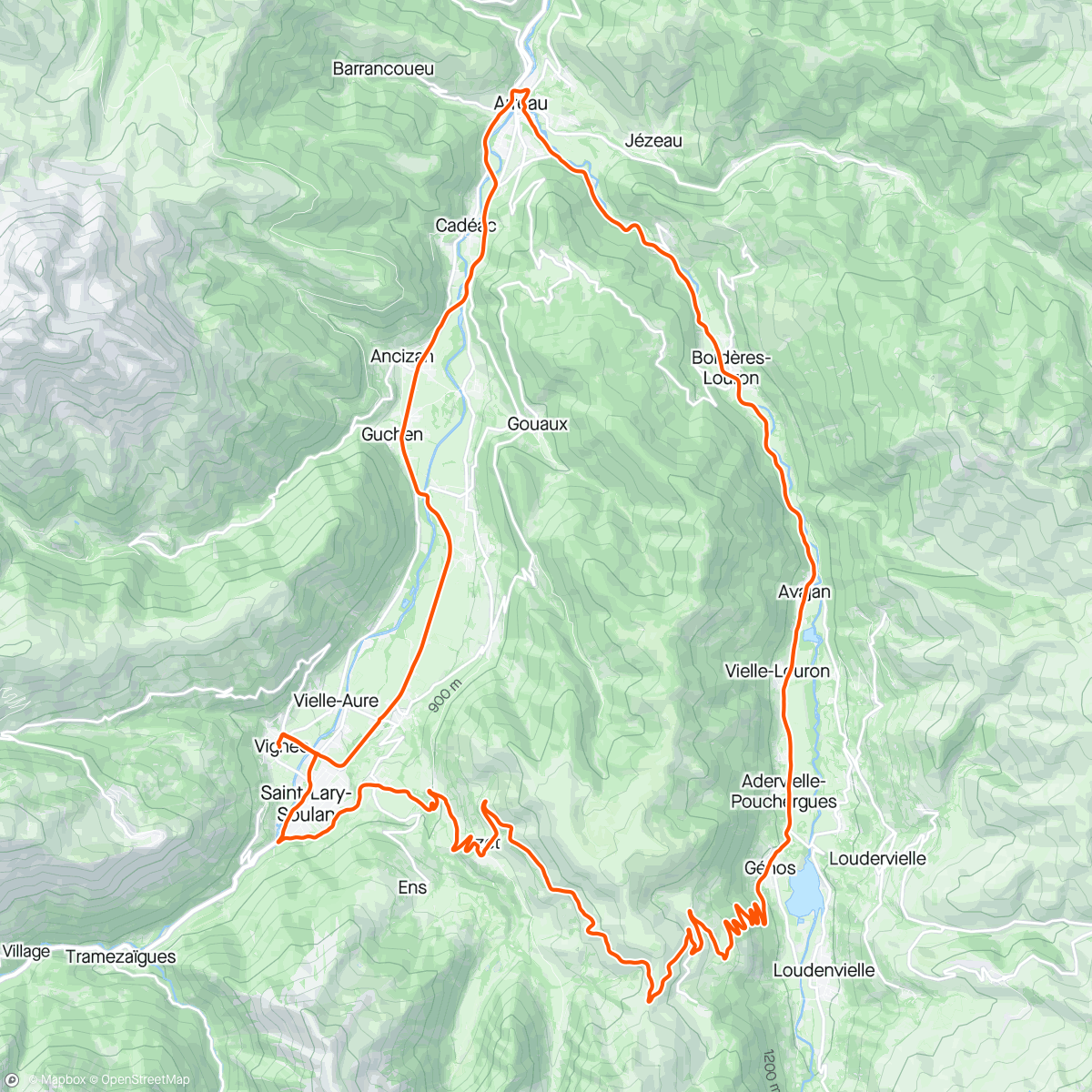 Map of the activity, Sortie à vélo, col d'Azet