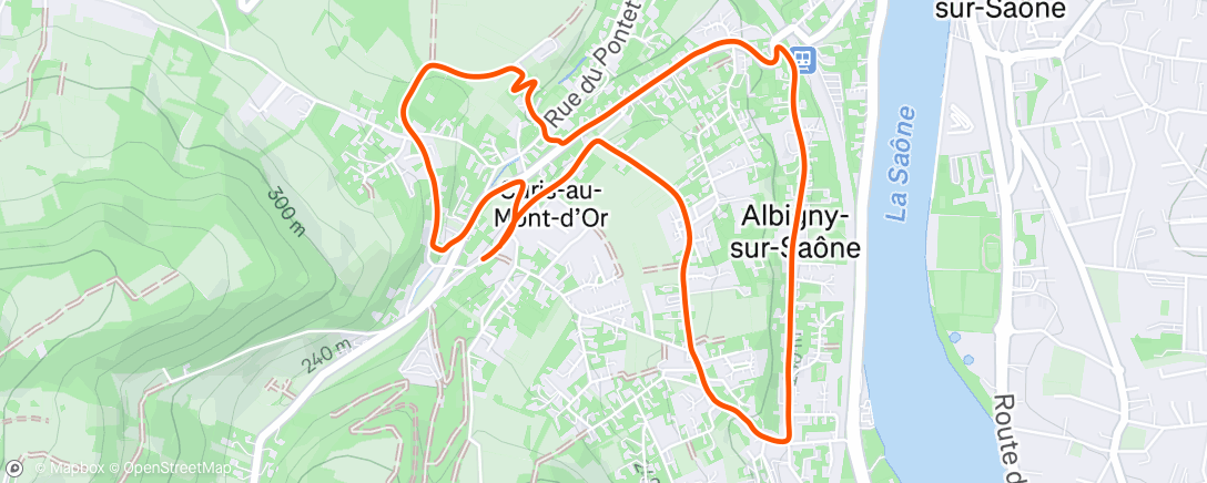 Carte de l'activité Course à pied dans l'après-midi