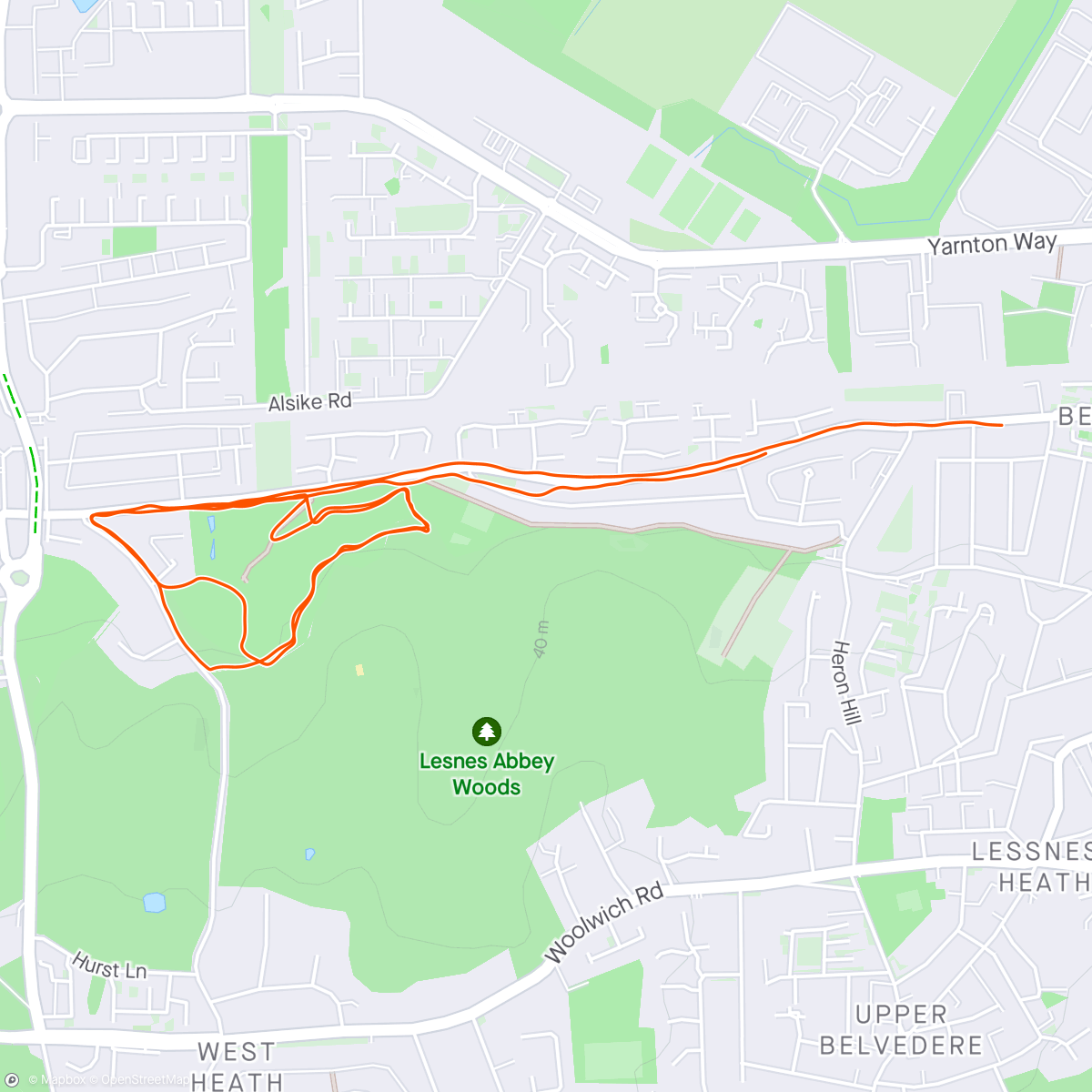 Mapa da atividade, Evening Run back home.