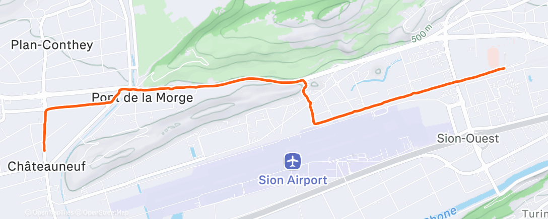 Map of the activity, Course à pied dans l'après-midi