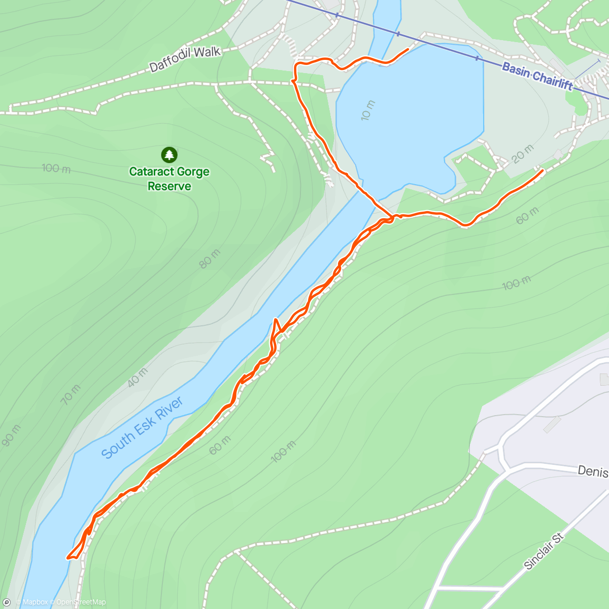 Map of the activity, Launceston Gorge