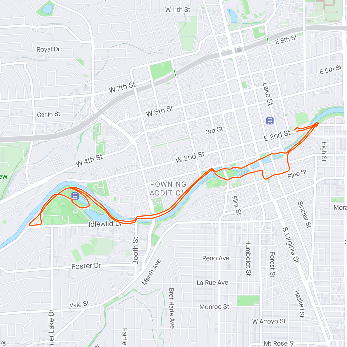 Map of the activity, Tuesday Lunch Run