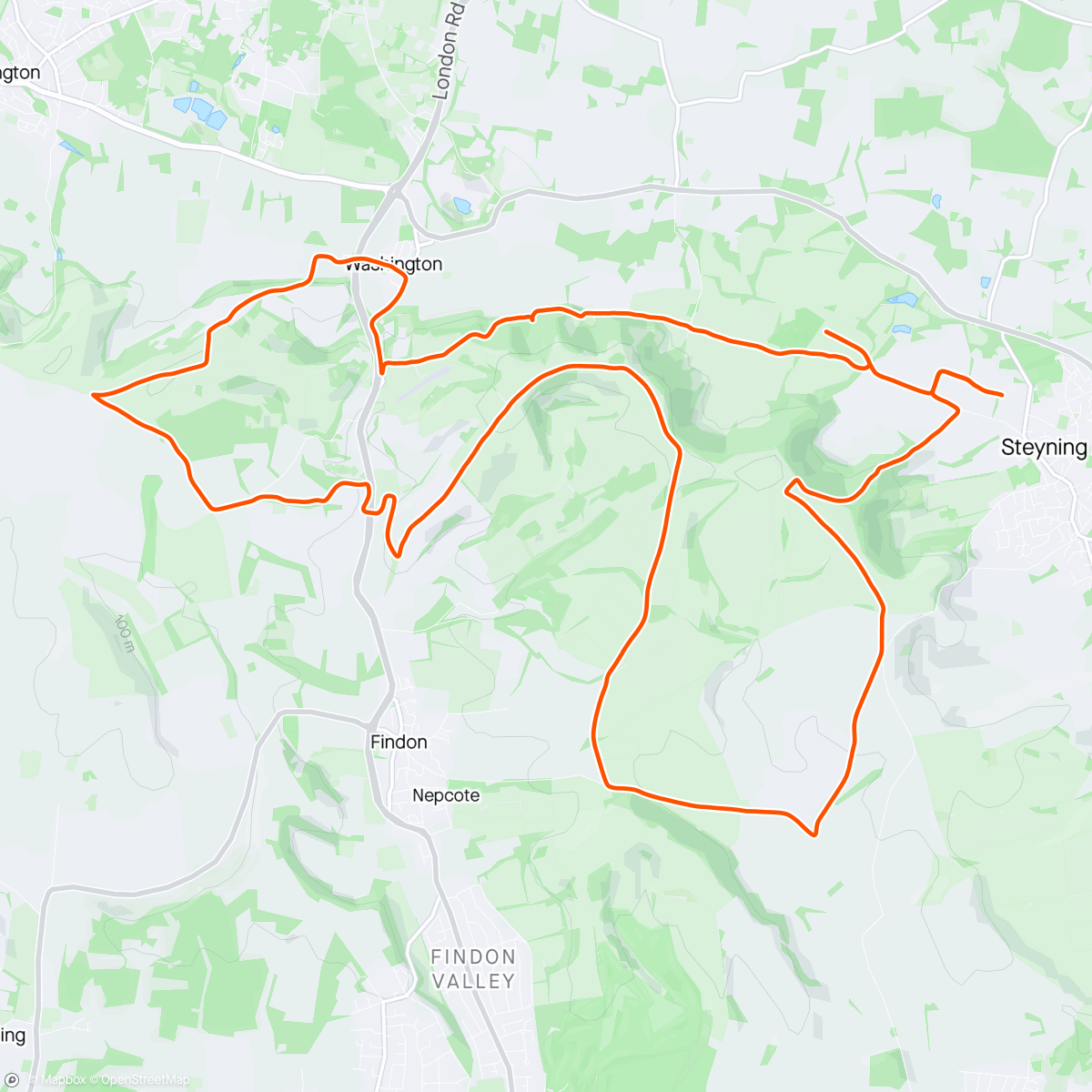 Mapa da atividade, Steyning Stinger 30km route