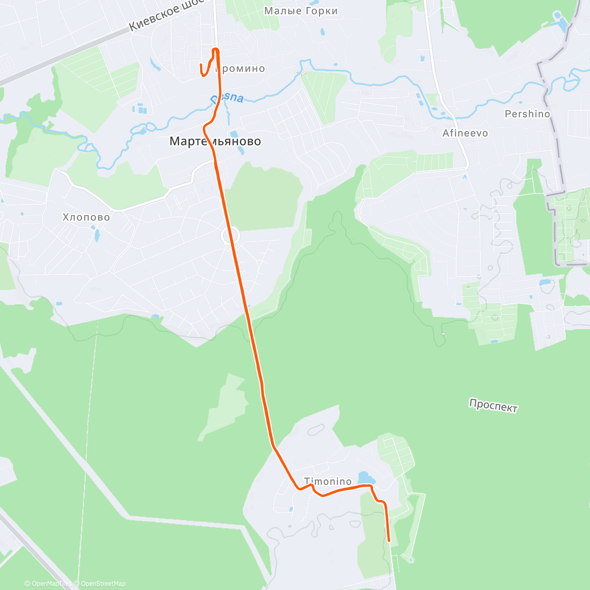 Map of the activity, Вечерний забег