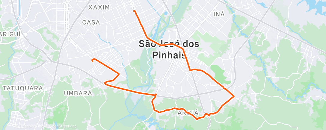 Map of the activity, Treino de sábado, sem fotos durante pedal.