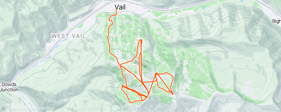 Map of the activity, Vail ski day
