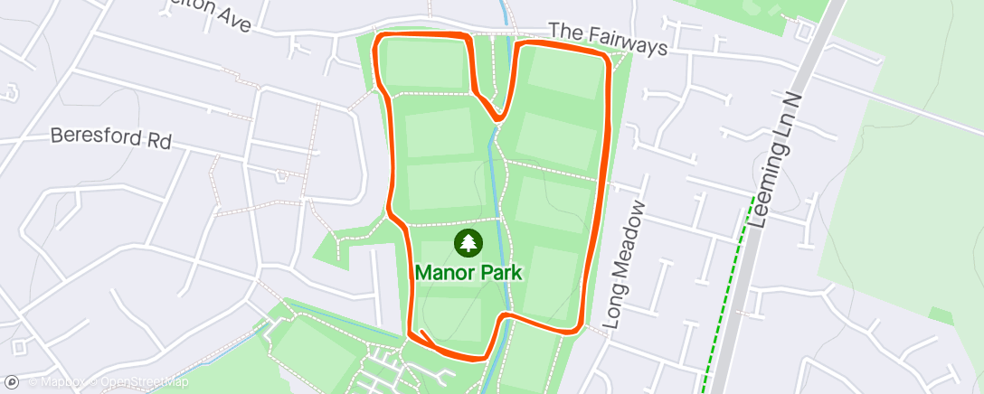 Map of the activity, Mansfield parkrun.