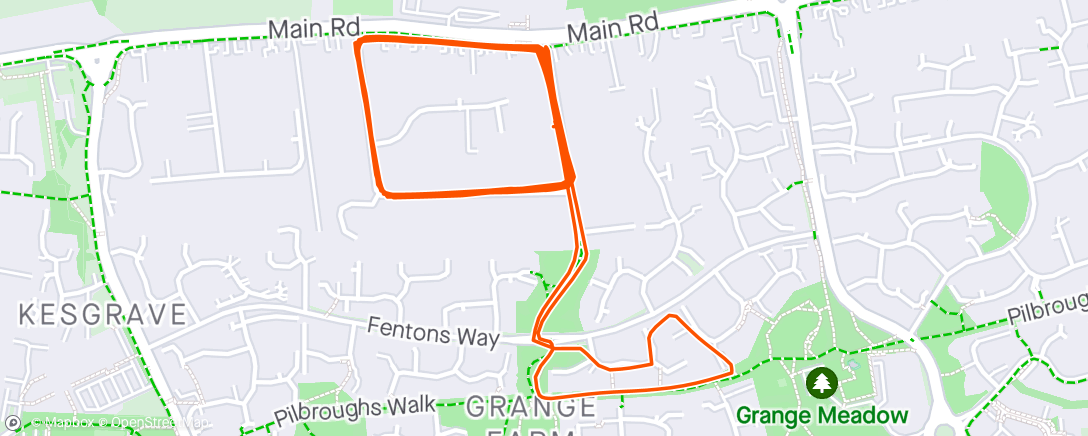 Map of the activity, 1 Wu, 3m fartlek, 1 hmp, 0.5 wd