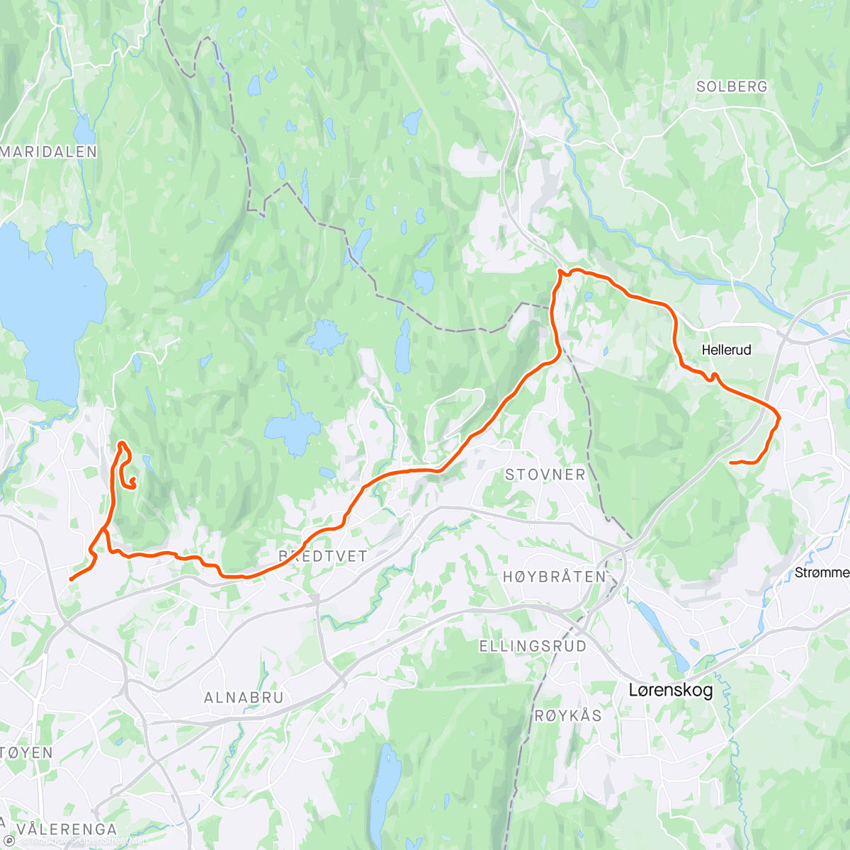 Mapa de la actividad (3 hours with 5x14 min Sub-treshold Grefsenkollen)