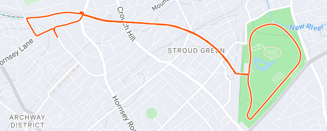 Map of the activity, Parkland walk to Finsbury Park