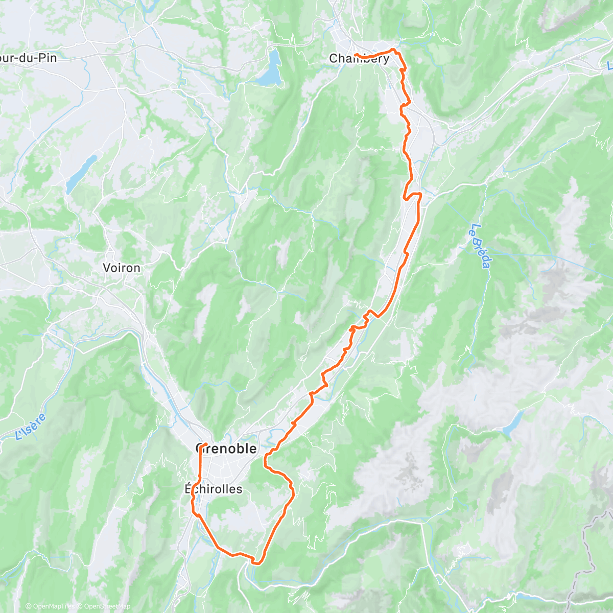 Map of the activity, VM retour de Chambéry don 50 km avec mon ami Canard avec son trike AE