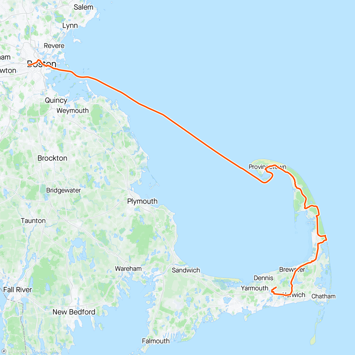 Kaart van de activiteit “Boston Day 1 (with a long ferry ride!)”