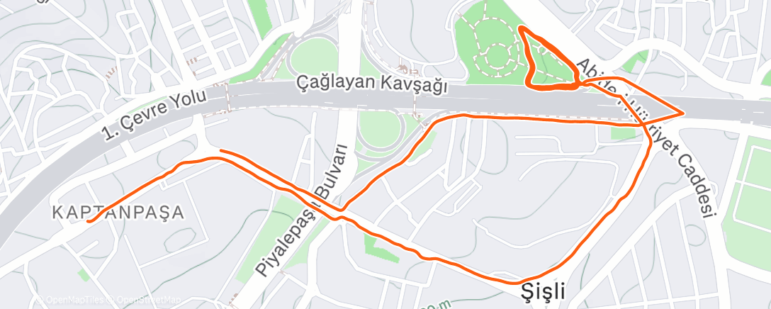 Map of the activity, Afternoon Run