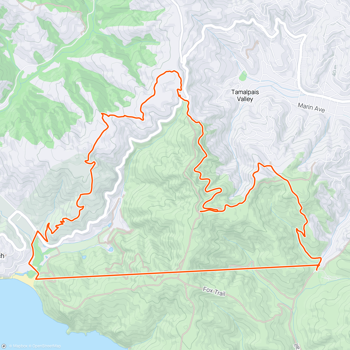Map of the activity, Tennessee Valley to Muir Beach and back