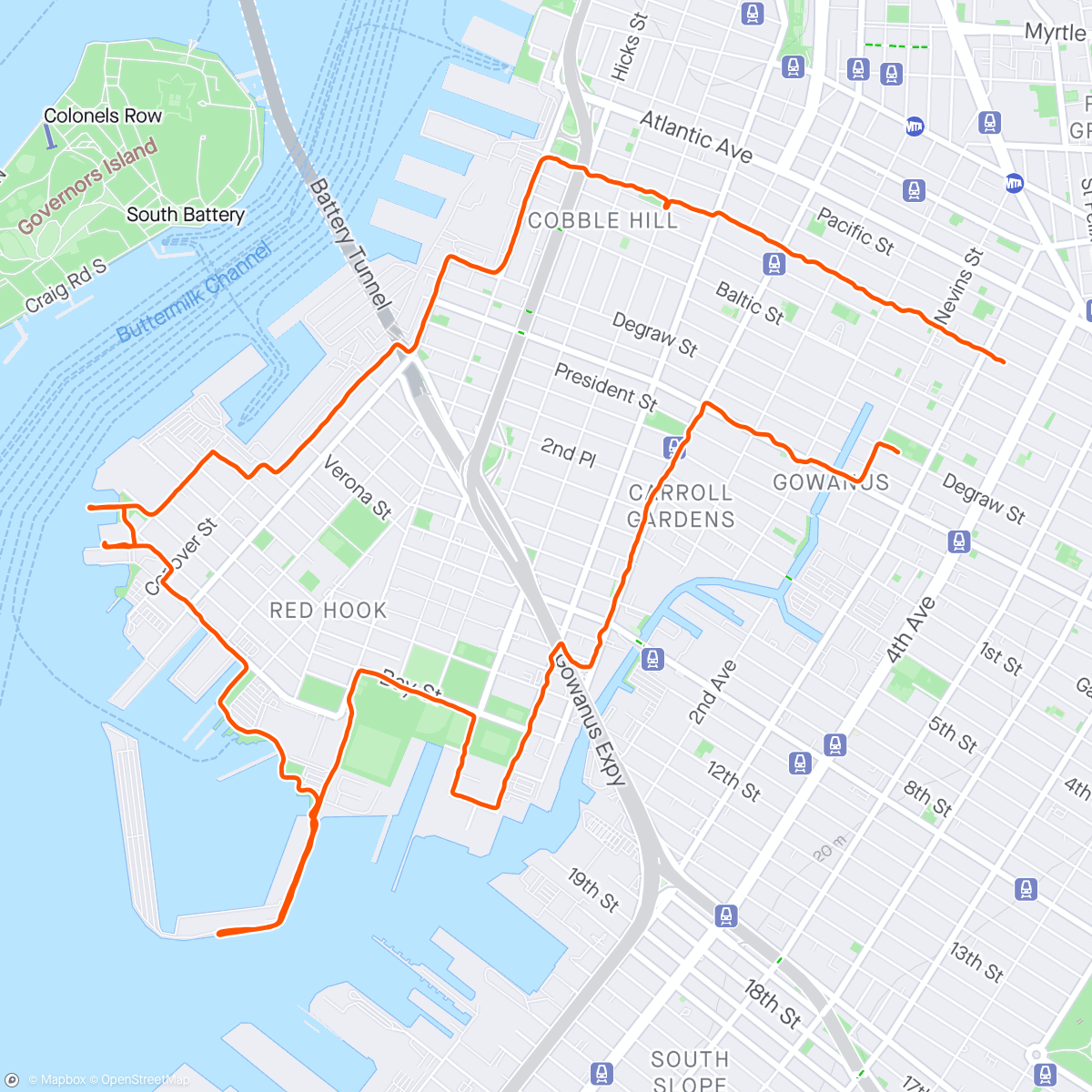 Map of the activity, Monday Run