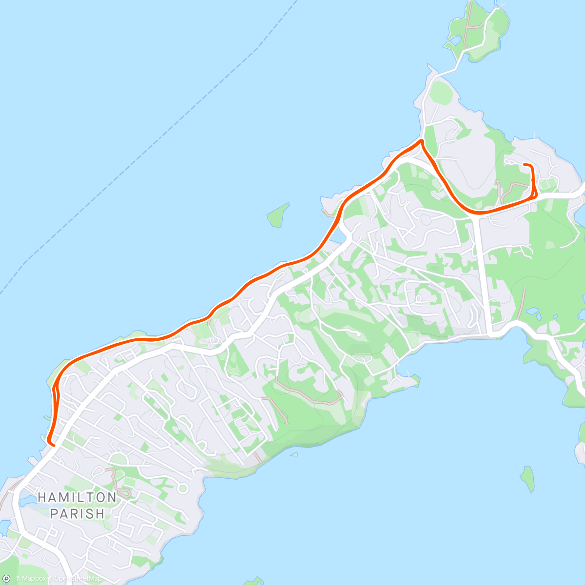 Map of the activity, Bermuda Rail Trail