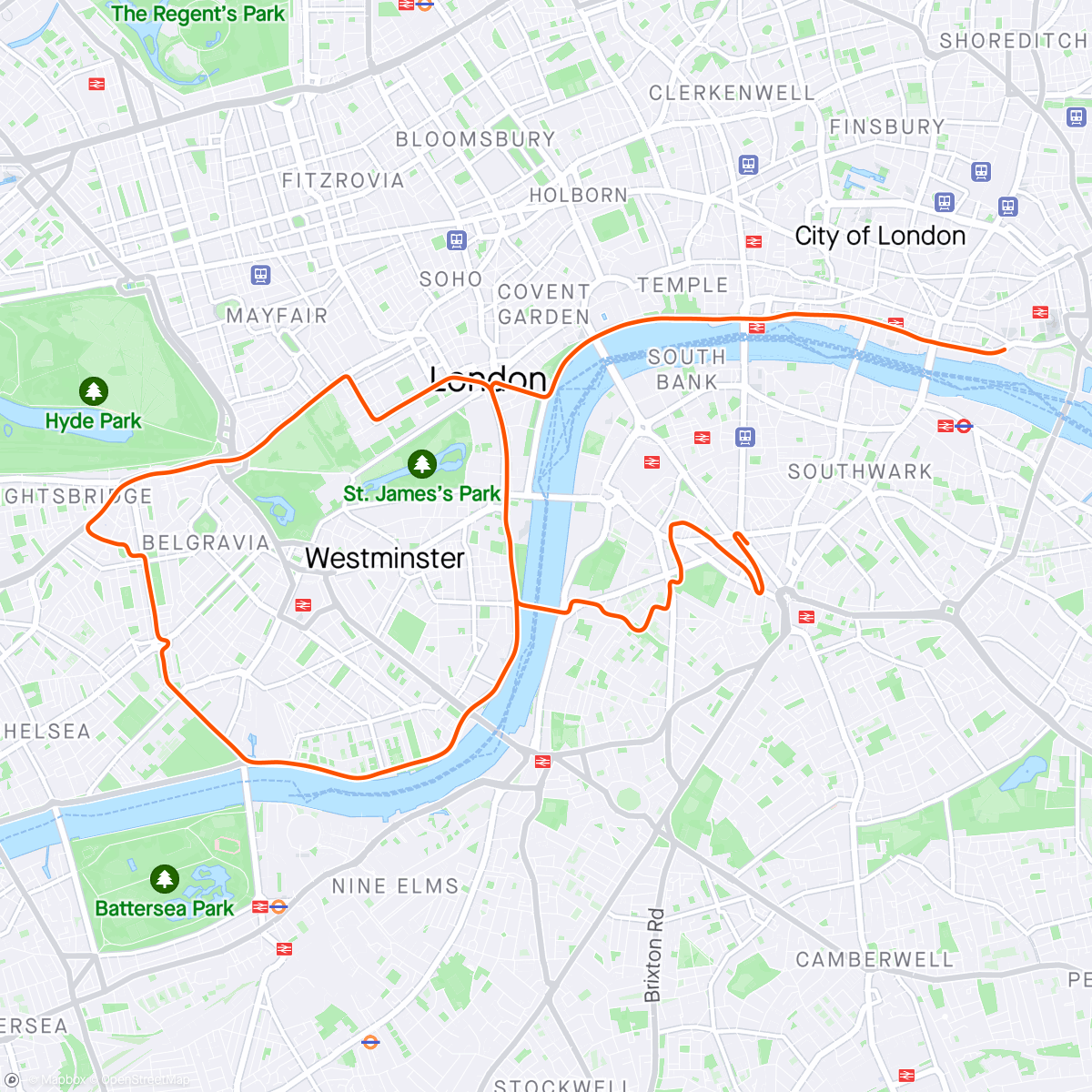 Map of the activity, Zwift - Intermittend Fatmax (1x20 min) (1) in London…quick and dirty