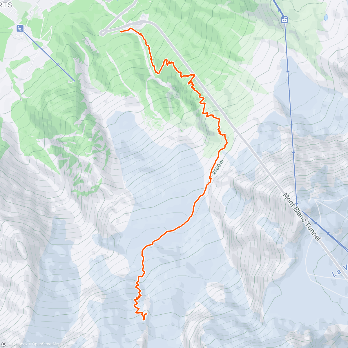 Map of the activity, Ski into Grand Mulets Refuge