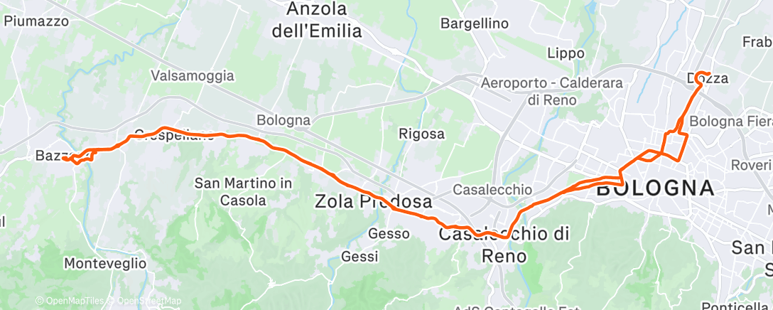 Map of the activity, Ciclismo mattutino