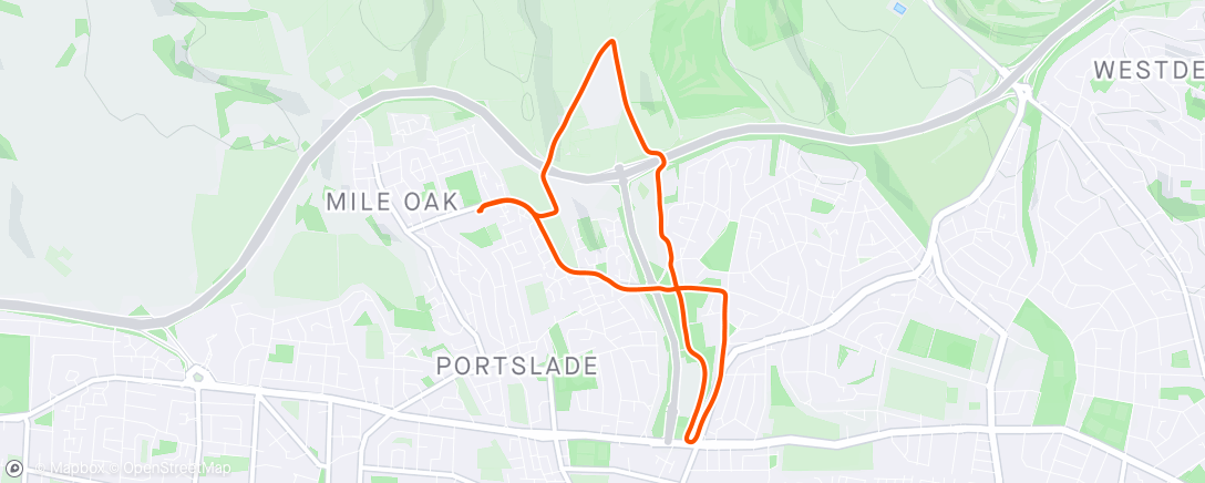 Map of the activity, Portslade Hedgehoppers Tuesday Night Run
