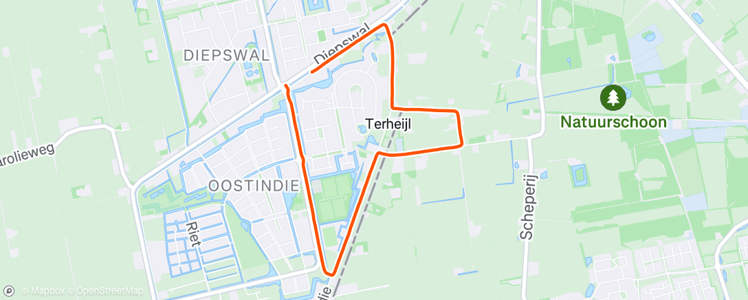 Map of the activity, Middagloop
