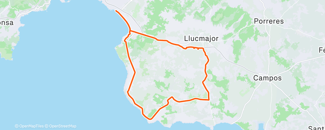 Map of the activity, Lunch Ride