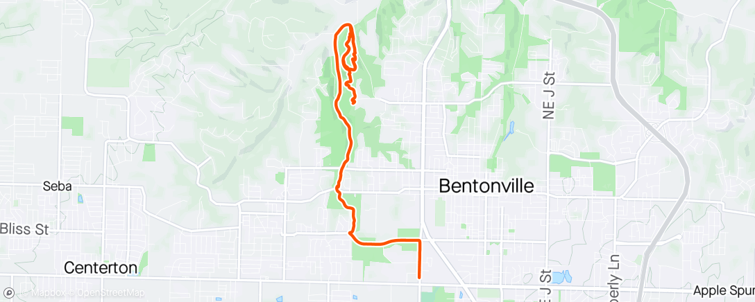 Map of the activity, Bentonville - Day 2, more Coler and ride to Bentonville Brewing Co.