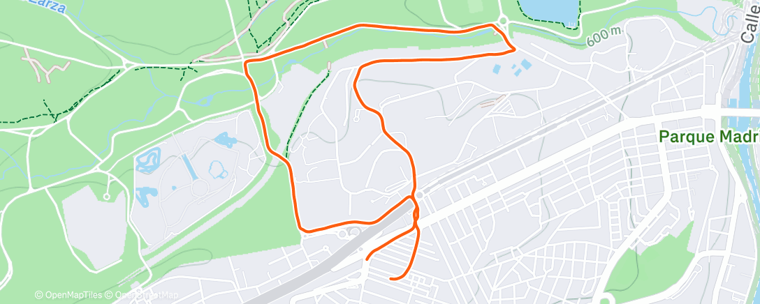 Map of the activity, Running in the rain