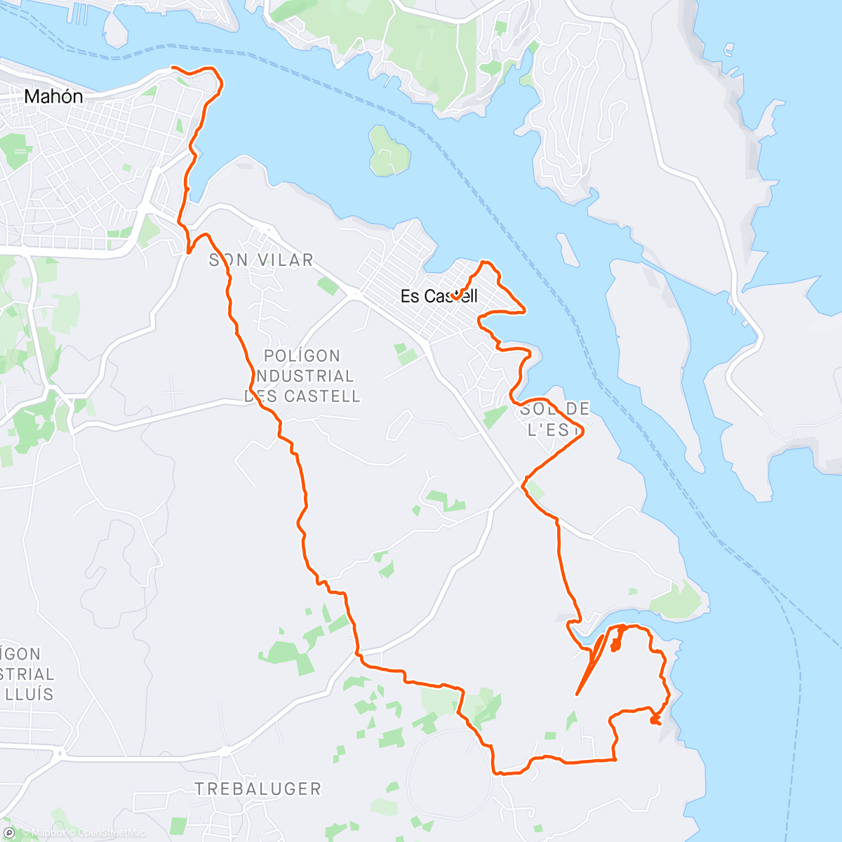 Mapa da atividade, Mahon harbour to Es Castel via Fort Marlborough