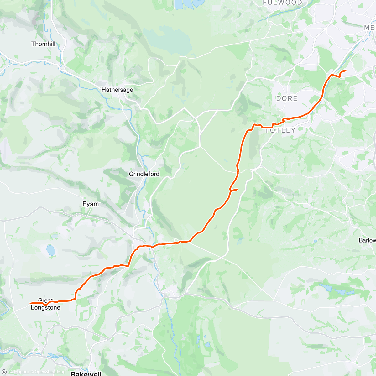 Map of the activity, Run to the Packhorse into the wind the whole way!