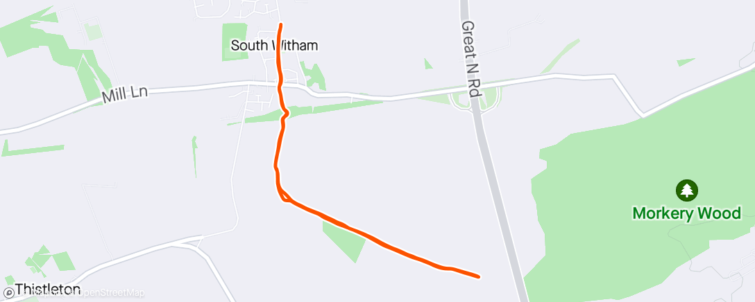 Map of the activity, South Witham <> A1 (Great North Road) #2024/01